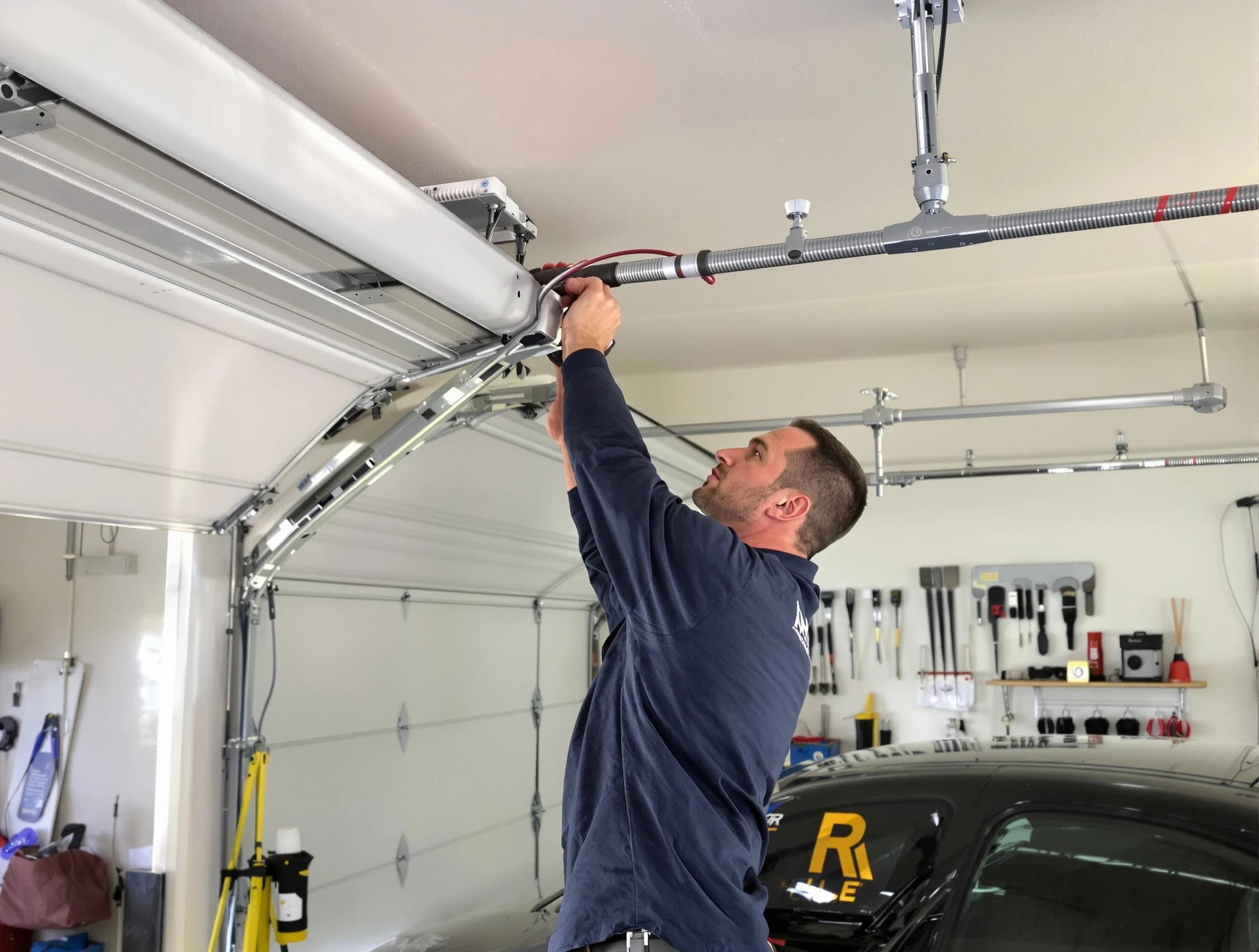 Sandia Heights Garage Door Repair technician performing garage door cable repair in Sandia Heights