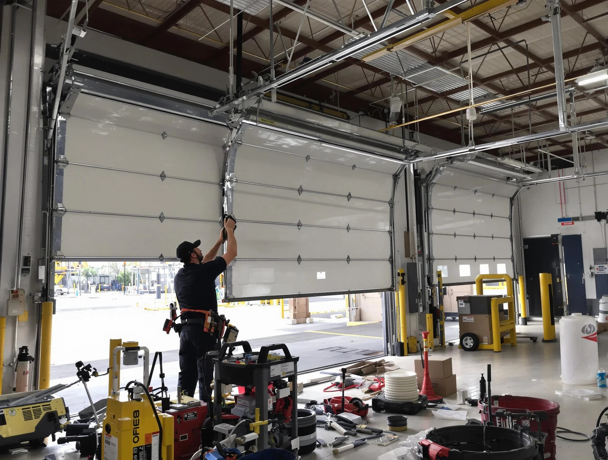 Sandia Heights Garage Door Repair technician performing commercial garage door repair in Sandia Heights