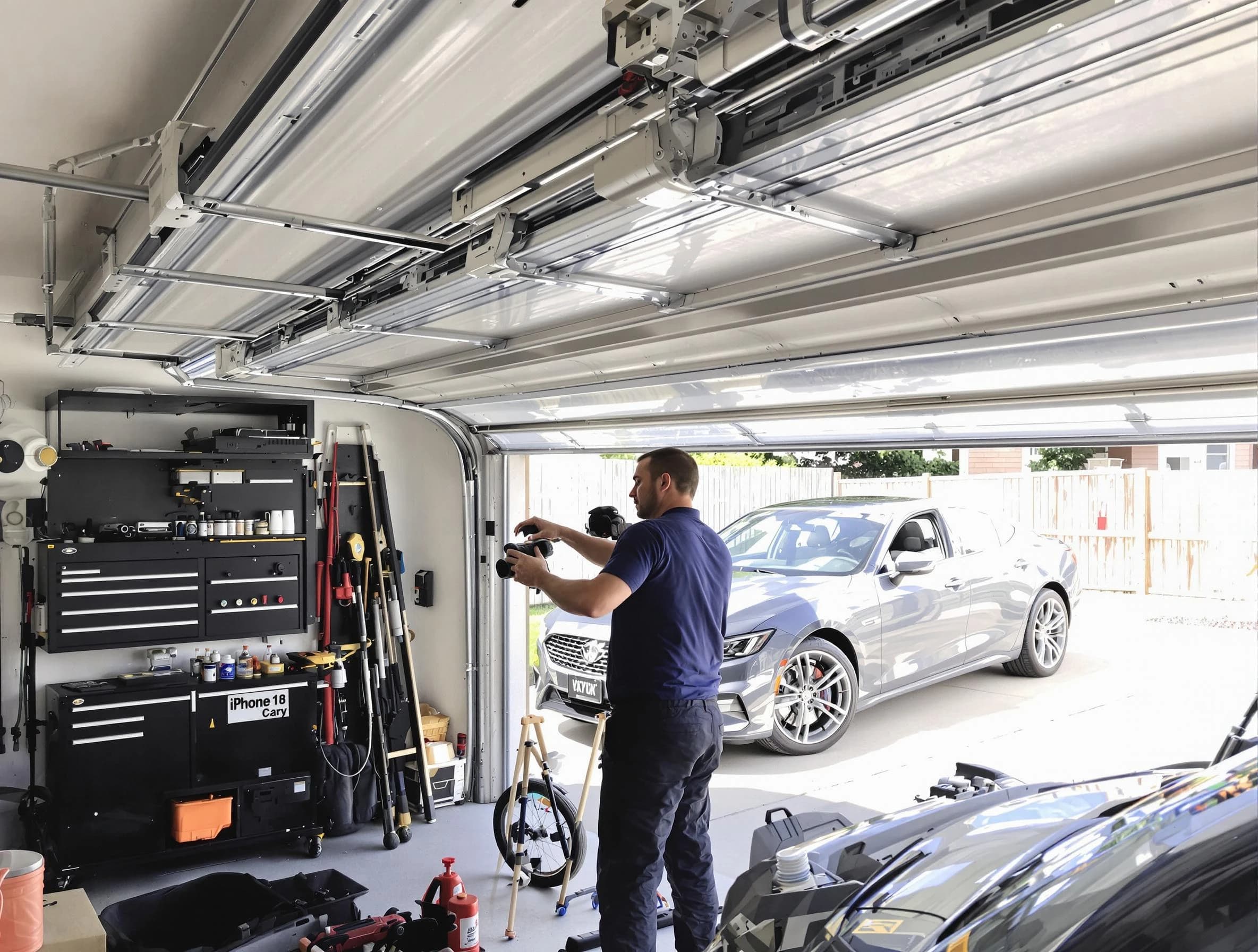 Sandia Heights Garage Door Repair technician fixing noisy garage door in Sandia Heights