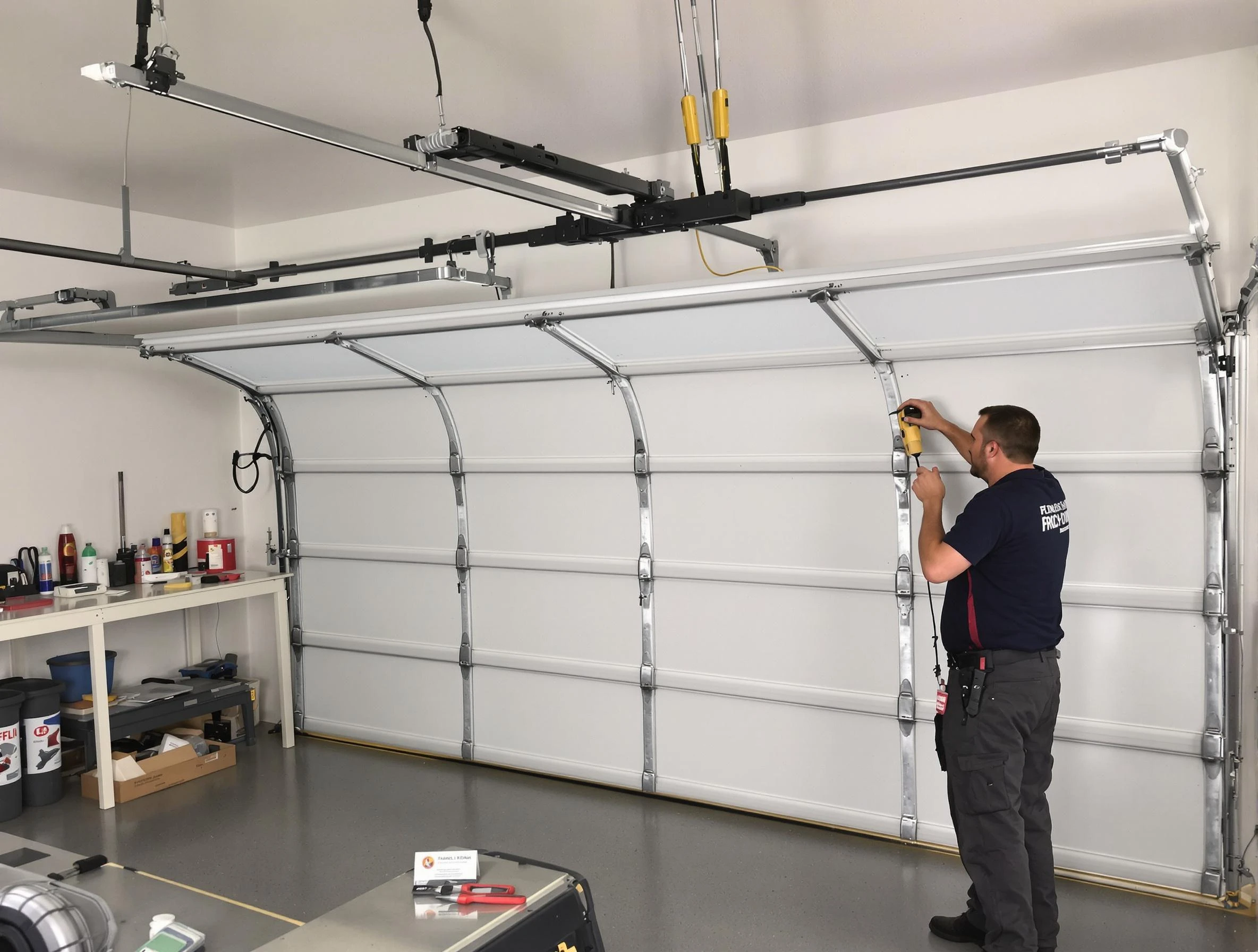 Sandia Heights Garage Door Repair certified technician performing overhead door system repair in Sandia Heights